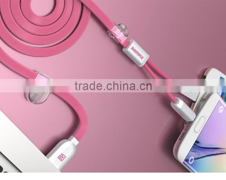 Original Remax Charging Data Cable 2 in 1 USB Cable For iphone and Xiaomi Samsung HTC Nokia