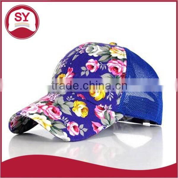 summer printed rose women Cap Baseball cap wholesale mesh cap/trucker cap