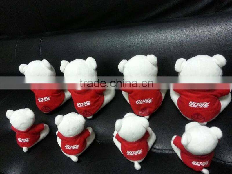 Customize 9 Inch soft stuffed animal plush toy white polar bear with red cloths