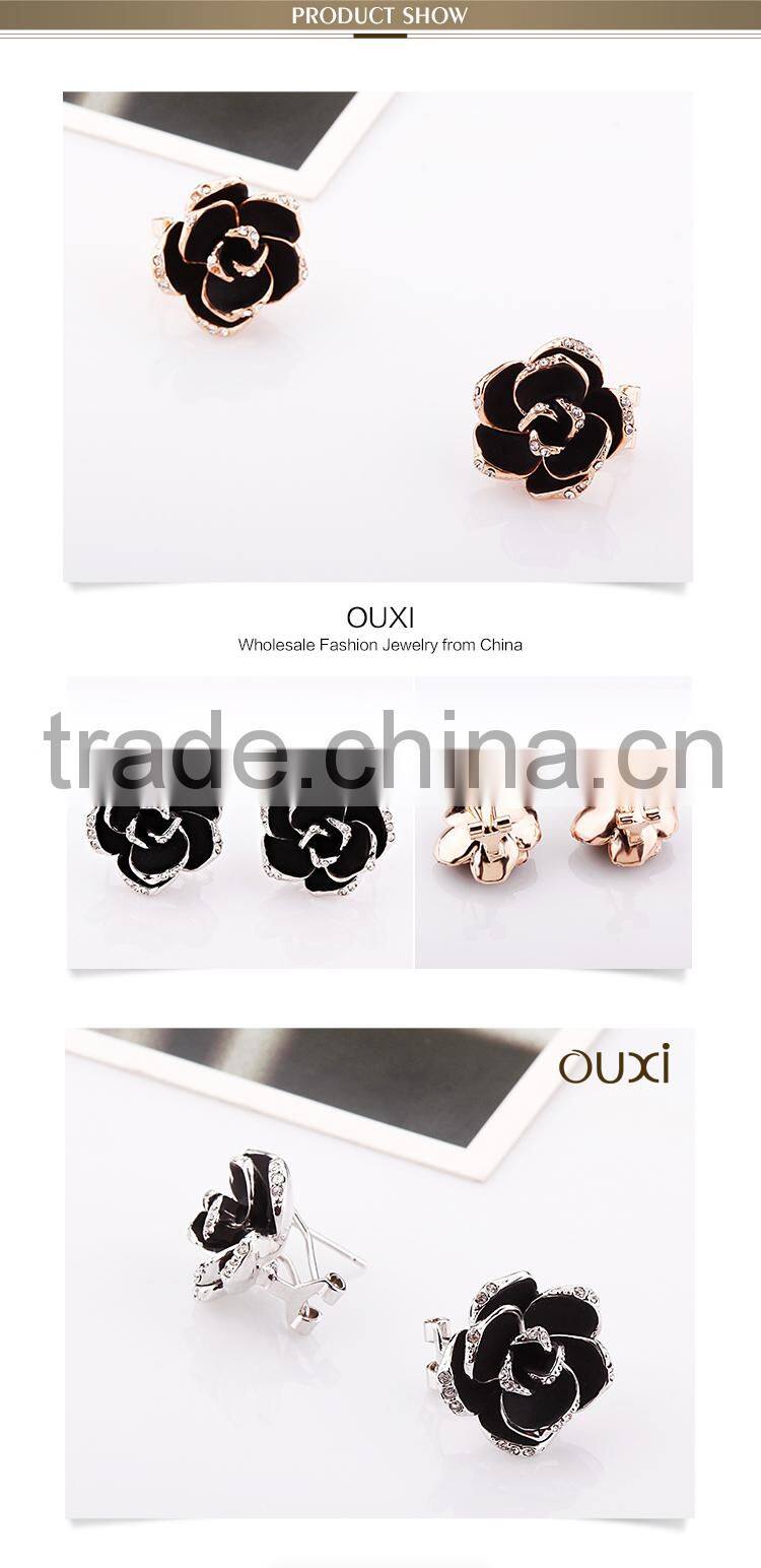 2015 OUXI cheap black crystal diamond earring made with AAA zircon 21090-2