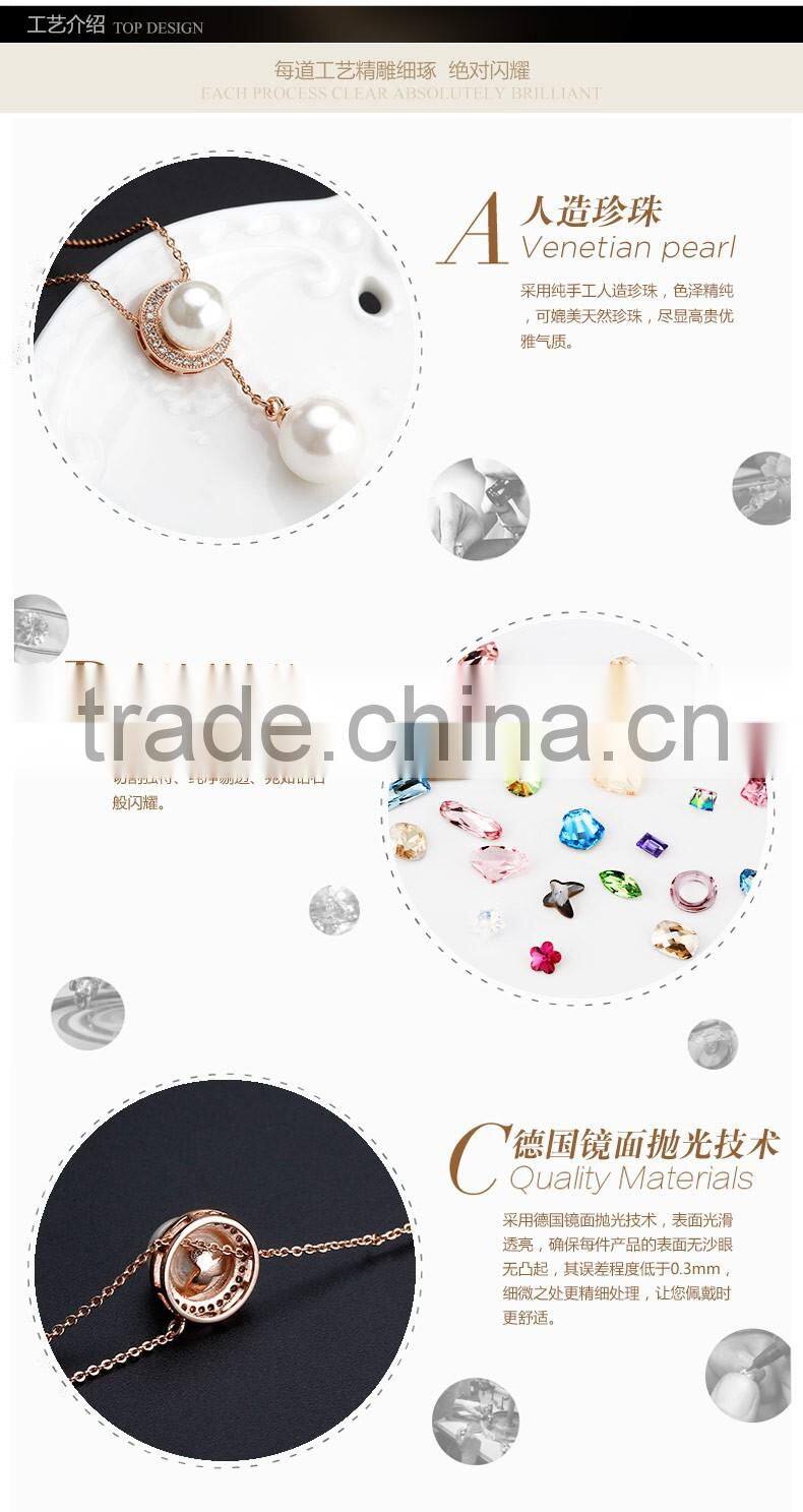 OUXI 2016 korean style top quality gold plated freshwater double fashion pearl necklace 11471