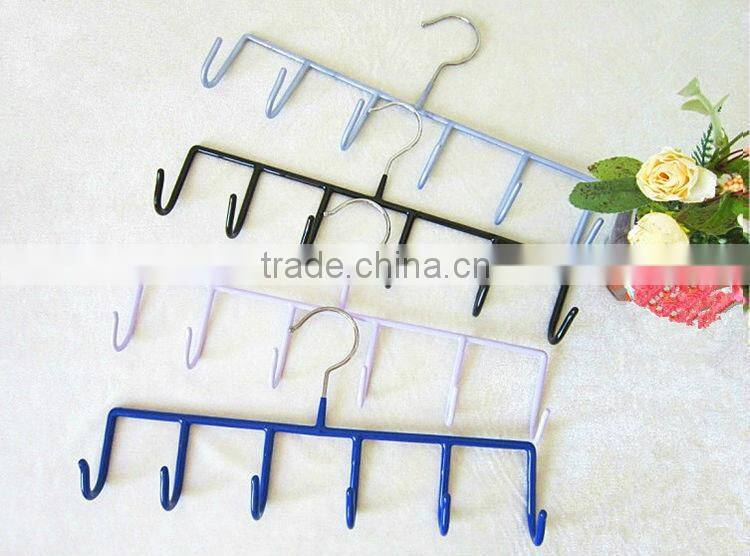 Non Slip PVC Coated 5 Hooks Hanger for Belt, Metal Accessories Organizer