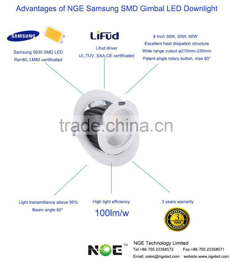 led windows display downlight gimbal 8 inch led downlight adjustable gimbal