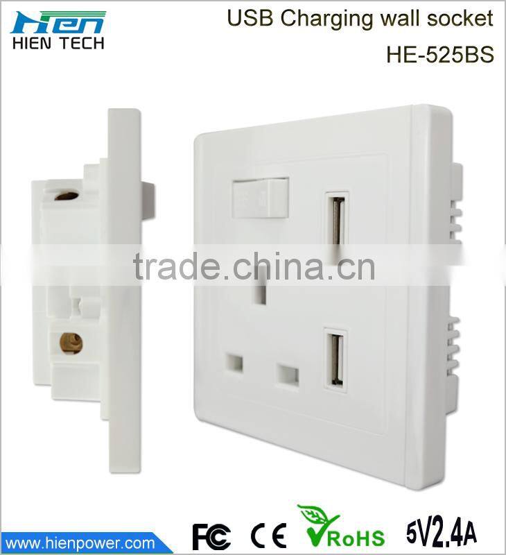High quality usb charging ports surge protector usb wall outlet socket