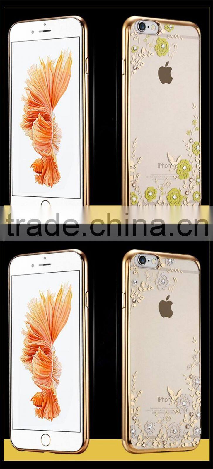 Lovely 3D Soft TPU Cystal Beads Cell Phone Case For iPhone 6/6 plus Wholesale