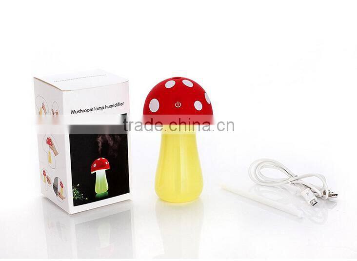 Cute mushroom shape mini usb humidifier air humidifier with led night light, China supplier