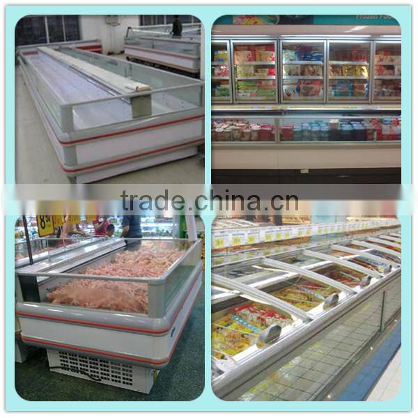 Double side commercial supermarket meat and fish display freezer