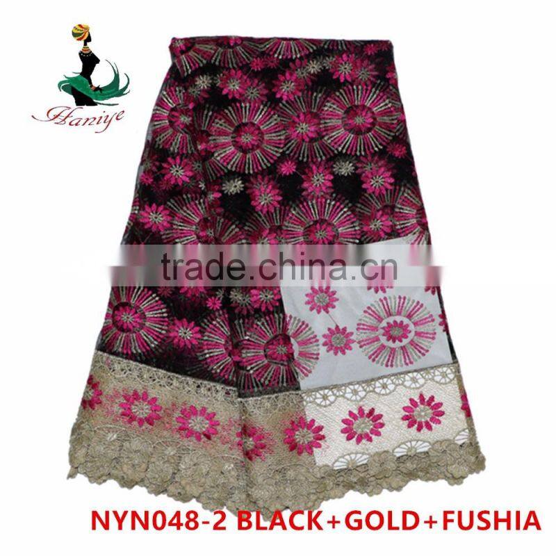 2016 Haniye african Latest embroidery french lace fabric nigeria French net lace fabric for dresses/NYN48
