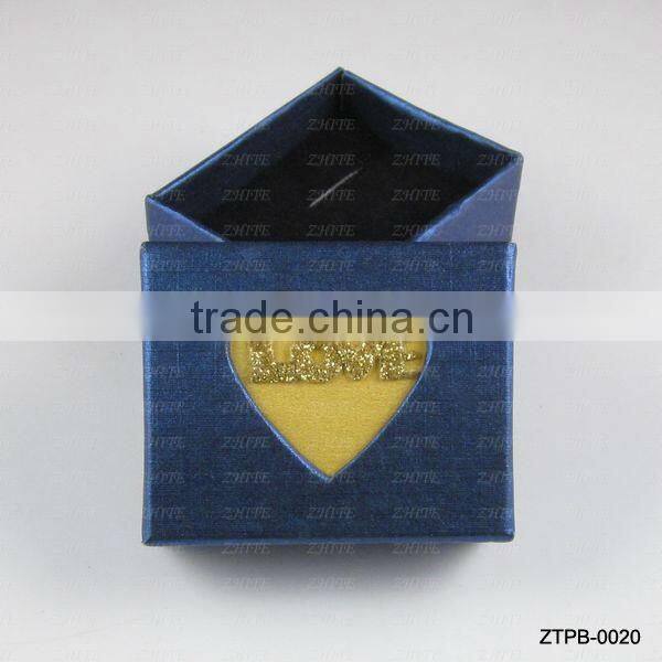 Lovely Dark Blue Christmas Gift Heart Ring Box Wholesale ZTPB-0020