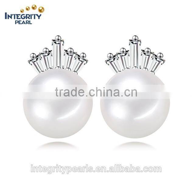 2016 new natural cultured freshwater pearl earring 8.5-9mm 925 silver pearl earrings