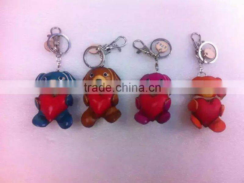 Wholesale promotion personal Handmade Soft leather animal key chain