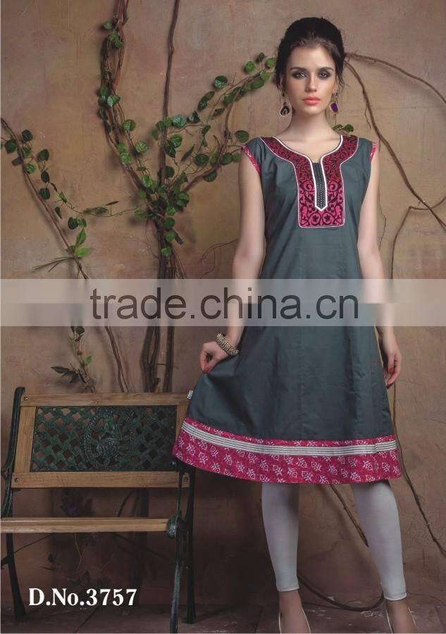 Indian Hand Block Printed Top Kurti Dress Ladies Women Kurta Blouse Shirt