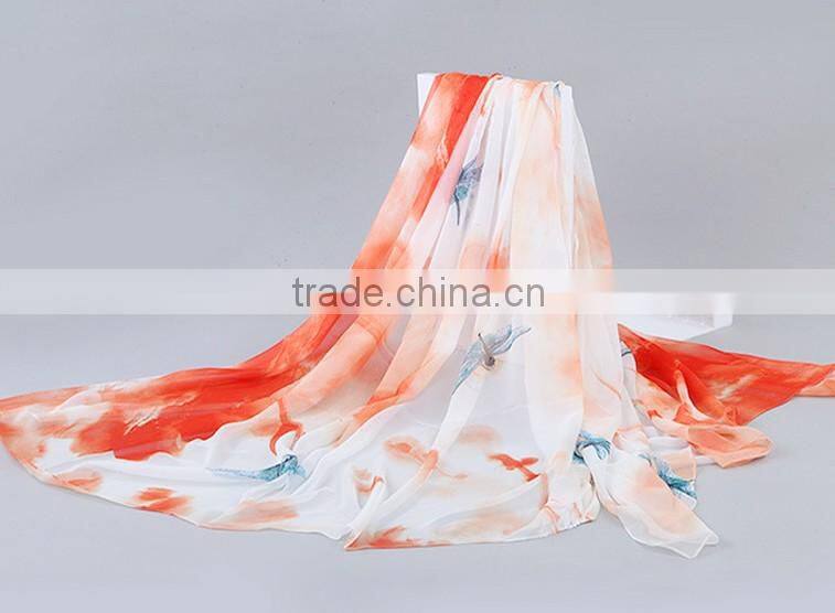 Pink Rose Silk Twill Scarves Print Women Scarf Handmade Wrap Shawl Chiffon Large Cheap Price