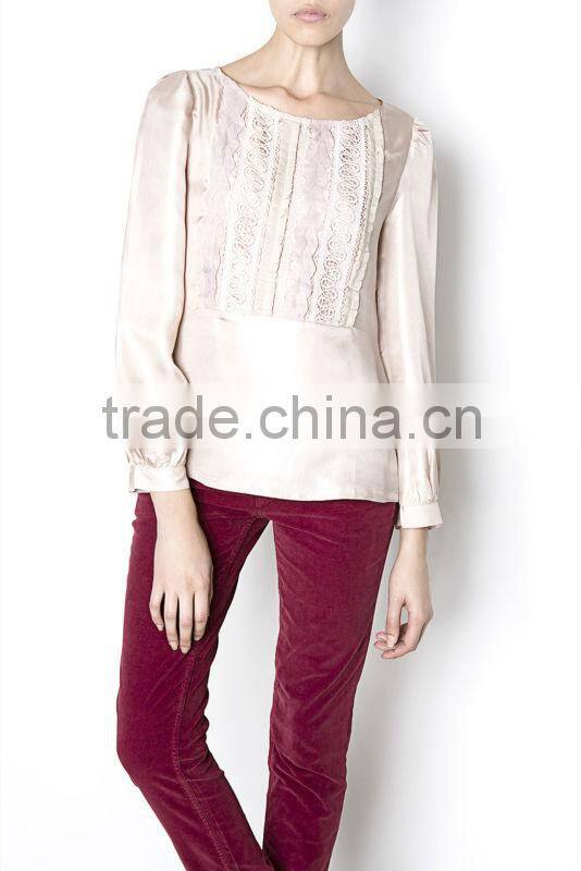 2016 women elegant blouse Champagne silk blouses for women