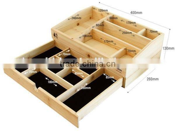 Customized Handmade make up wooden box with mirror