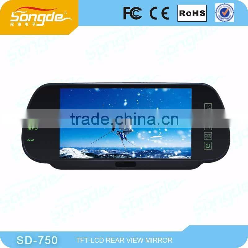 7" TFT LCD MP5 Car Rearview Mirror Monitor Screen USB/SD/2-Ch Video Input For Rear View Reverse Camera
