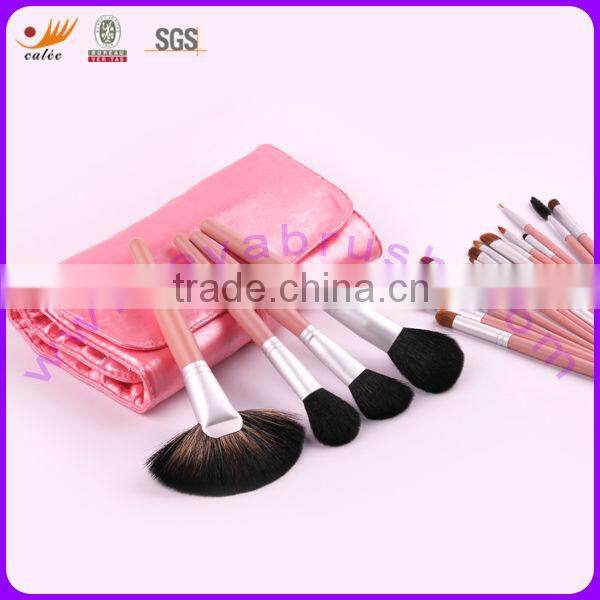 18pcs Real Hair Lovely Pink Makeup Brushes Set