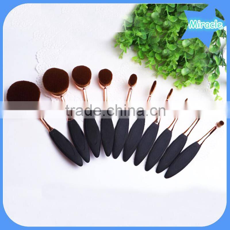 10pcs custom logo multi-purpose rose gold oval mermaid makeup brush set with quality carton box