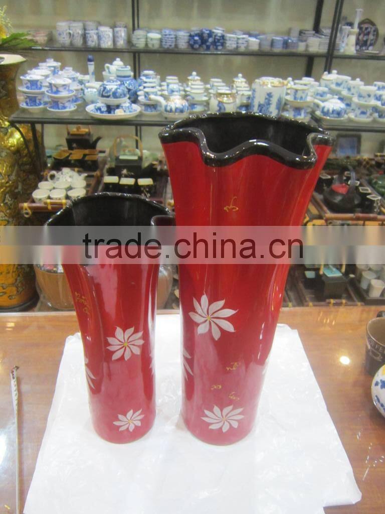 Vietnam ceramic home vase, set of 2 red ceramic vase, price wholesale