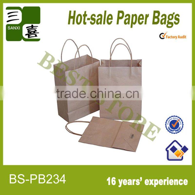 200g eco-friendly printing brown kraft paper bag with logo customized and brown cotton handle