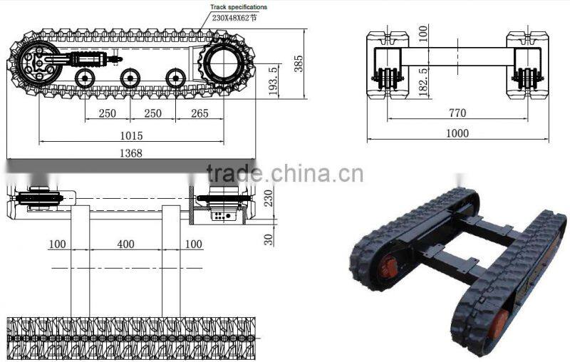 1 ton rubber tracked undercarriage for drill machine