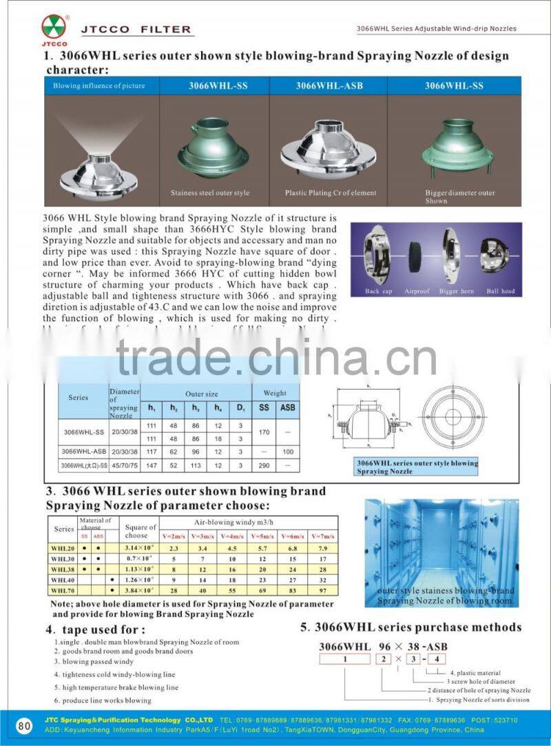 air shower spray nozzle for clean room