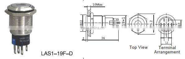 19mm illuminated pushbutton switch