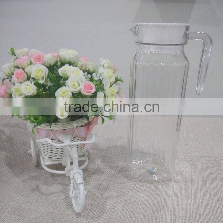 800ml Stripe square galss kettle with plastic lid glass jug with lid