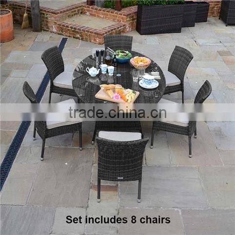 2017 Sigma UV resistant weatherproof plastic rarran glass top model dining table