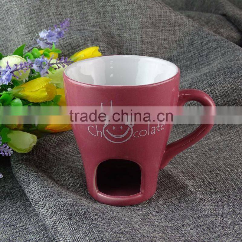 Wholesale porcelain Red mug ,Lovely chocolate mug, cheap glazed ceramic mug