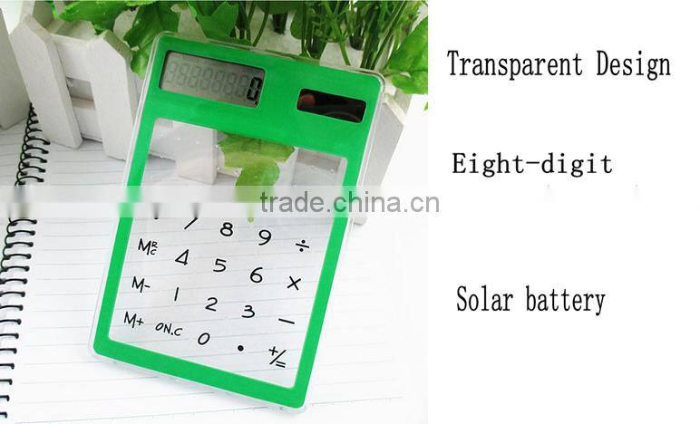 2016 Portable Transparent Solar Energy Colorful Calculator
