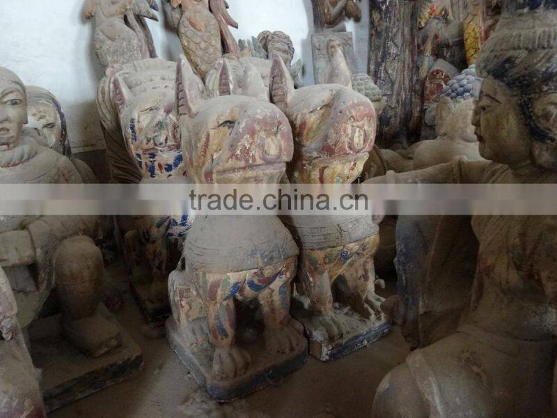 Antique wooden Buddha Head Carving statue