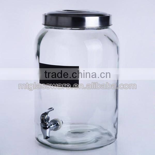 Hot sell high quality black chalkboard decal glass beverage jar with faucet