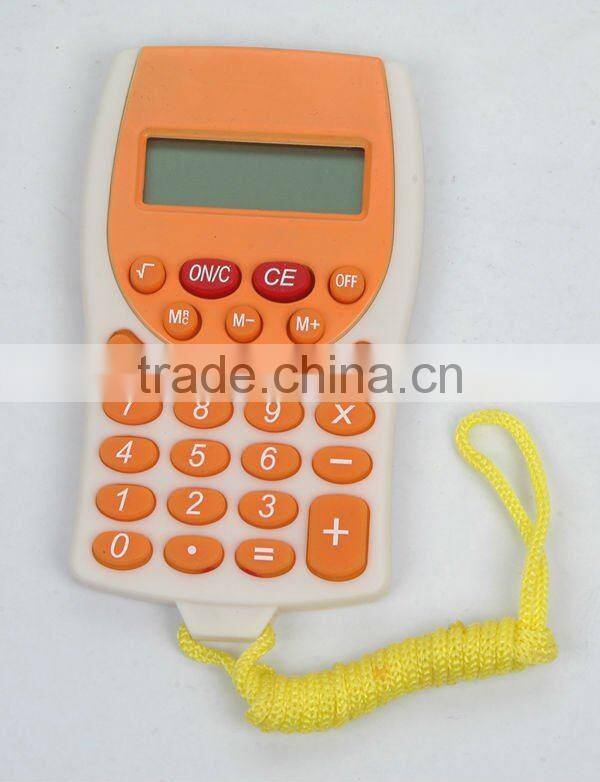 Desktop different colors plastic pocket electronic calculator with lanyard