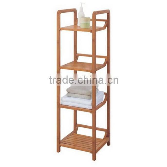 100% Bamboo Bathroom 4-Layer Shelf Multifunctional Corner Towel Storage Rack