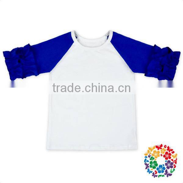 Wholesale Baby Girls Clothing Solid Color Cotton Half Sleeves Raglan Shirts Girls Ruffle Icing Raglan