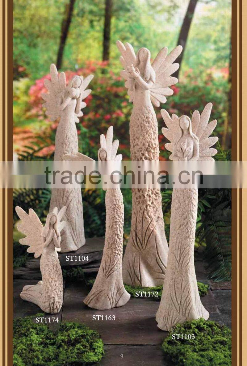 Angel with dove sculpture angle statue garden decoration