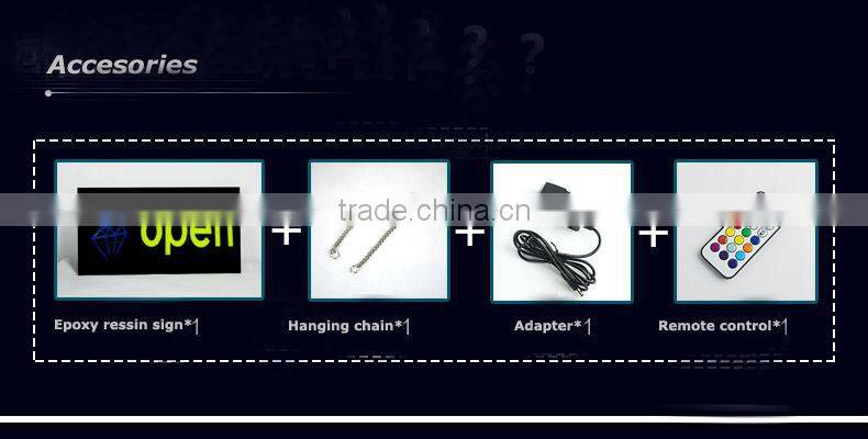 Power bank wireless led resin coffee sign board/ open sign board