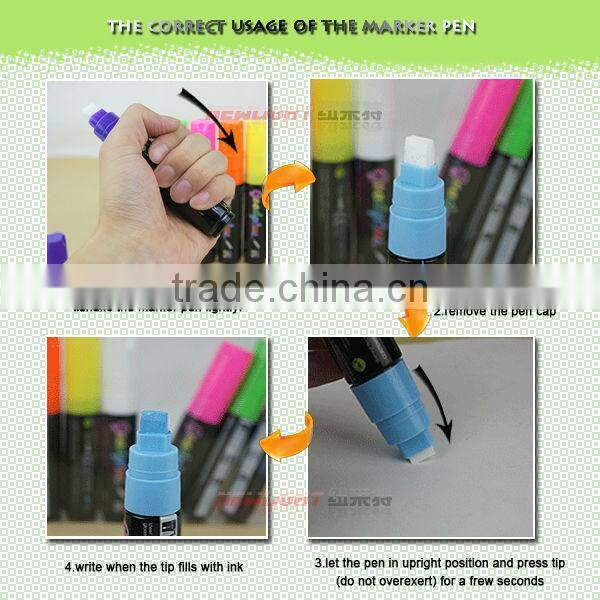 Colorful and smooth nib fluorescent marker pen / erasable marker pen for LED writing board