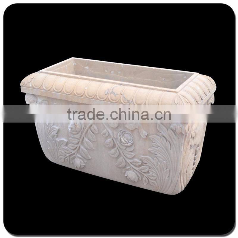 Cheap garden decoration rectangle chinese granite flowerpots