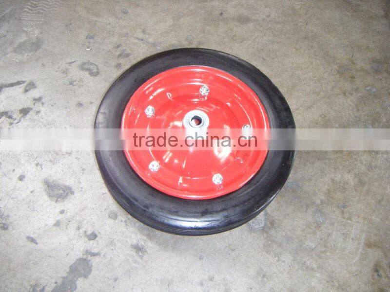 Solid rubber wheel with metal rim 13x3/14x4 size