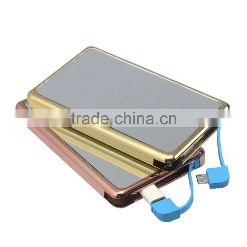 USB Universal Portable Mirror Mobile power bank with charger cable