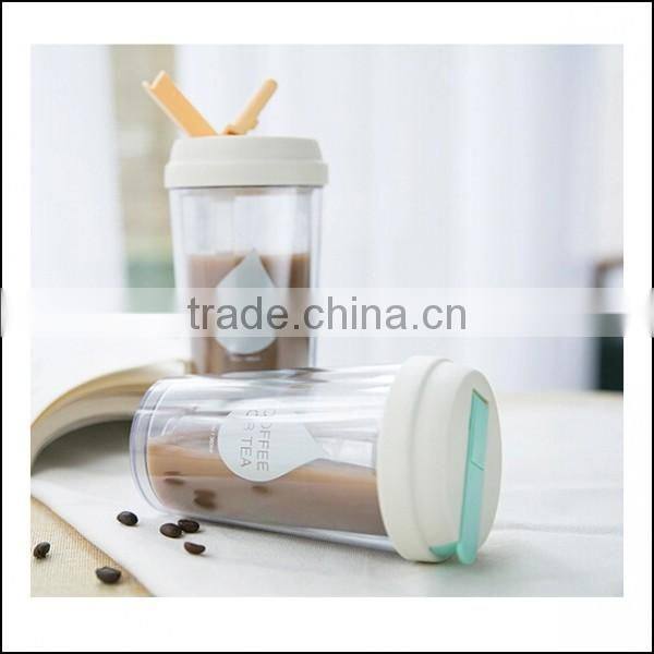 OEM straw cup plastic cup with lid creative adult student cups,custom tea cup coffee cup carrier reusable plastic tumbler cups