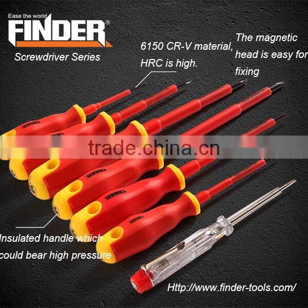 2016 FINDER 7PCS Insulated Philips and Slotted Screwdriver Set with Test Pen