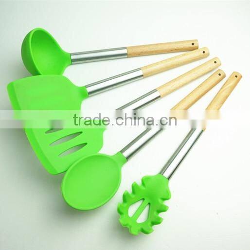 33058 silicone Kitchen Cooking Utensils with wooden handle