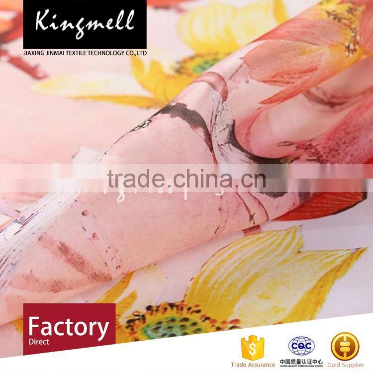 Custom Colorful Lotus Digital Printed Silk Organza Satin Fabric for Women Dresses