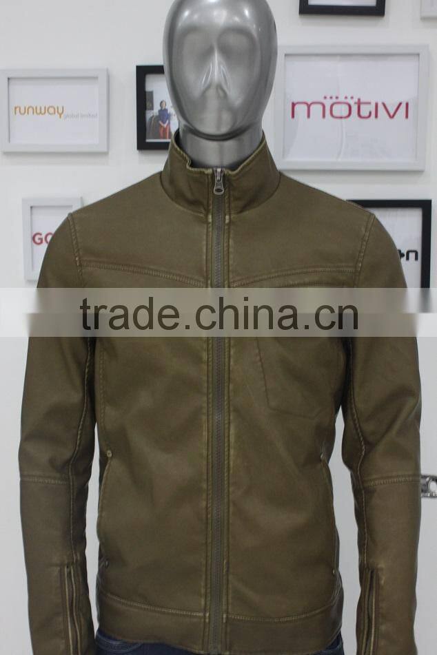 2014 leather fabric wholesell PU jacket for men russia style Fob price