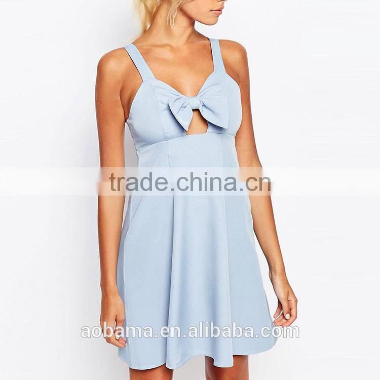 Blue style women Special fancy deep-v sleeveless bandage dress