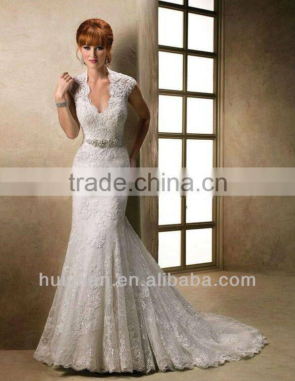 real cap sleeve lace satin sharara wedding dress