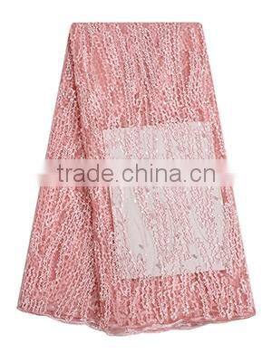 Plain color african lace fabrics fancy beautiful embroidered dress french lace with big beads FL0248